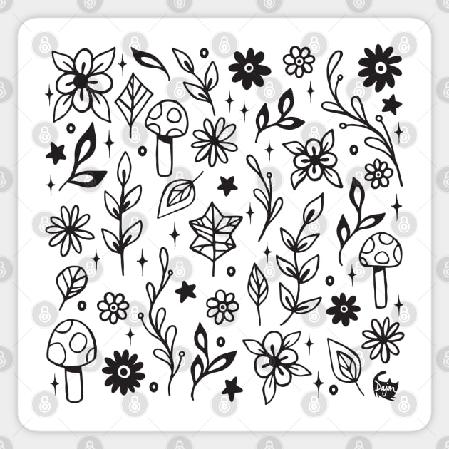 Nature Doodle Pattern 2 Sticker by DajonAcevedo